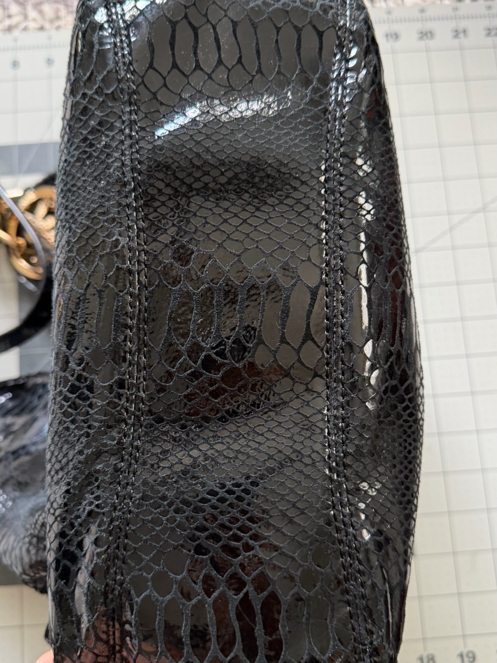 Michael Kors Black Patent Snake-Embossed Shoulder Hobo with Gold Hardware - Picture 8 of 8